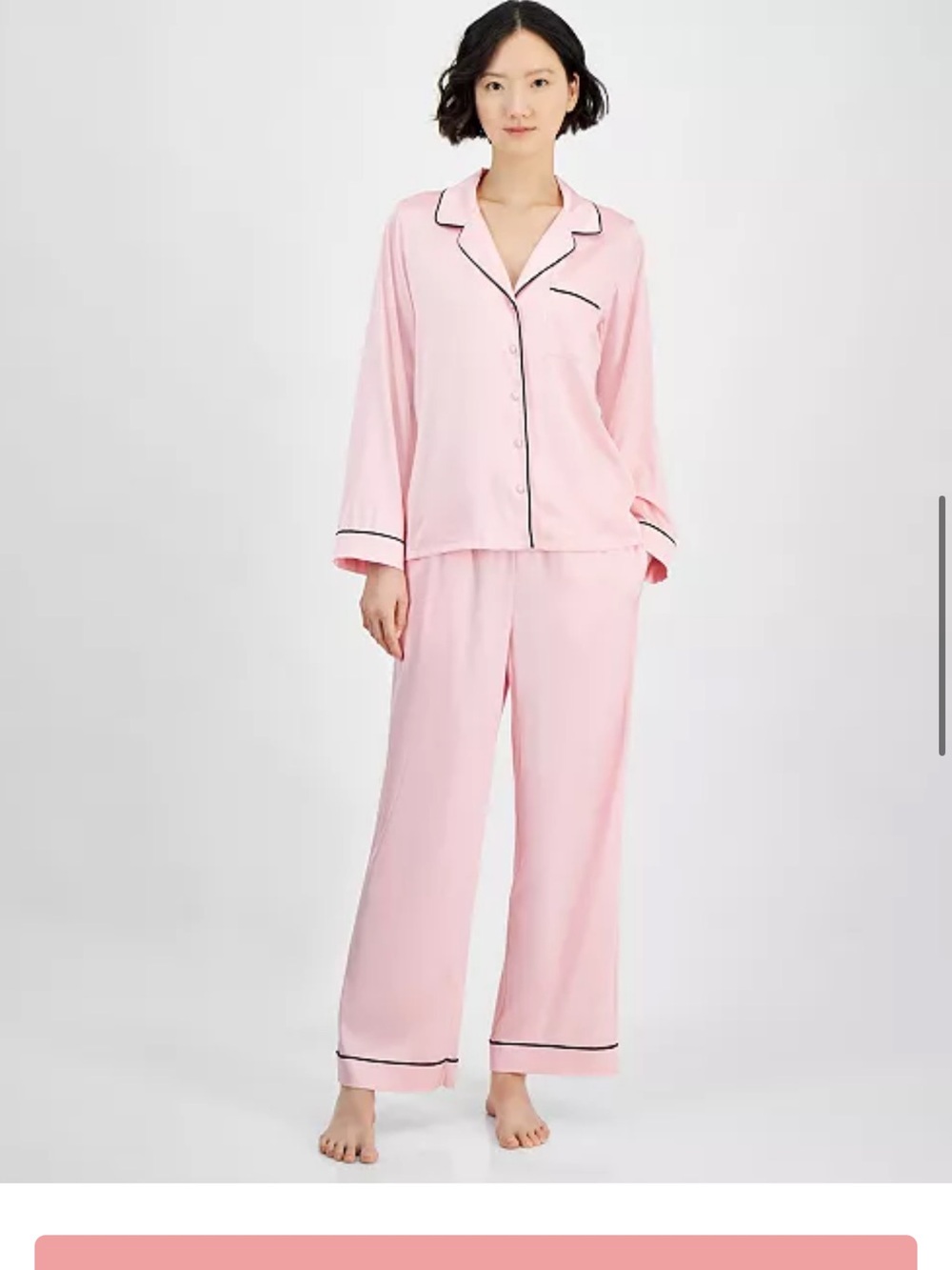 INC International Concepts Pink Pajama Set with Black Piping